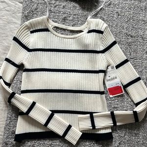 Striped open black sweater